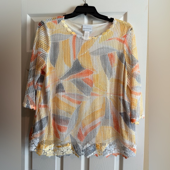 Tops - Alfred  Dunner Women's Multicolor Crochet Top